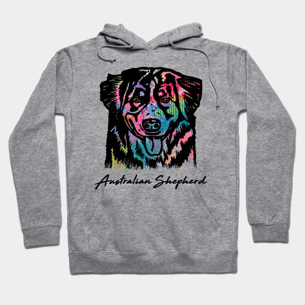 Australian Shepherd Dog - Tie Dye Color Hoodie by Pam069